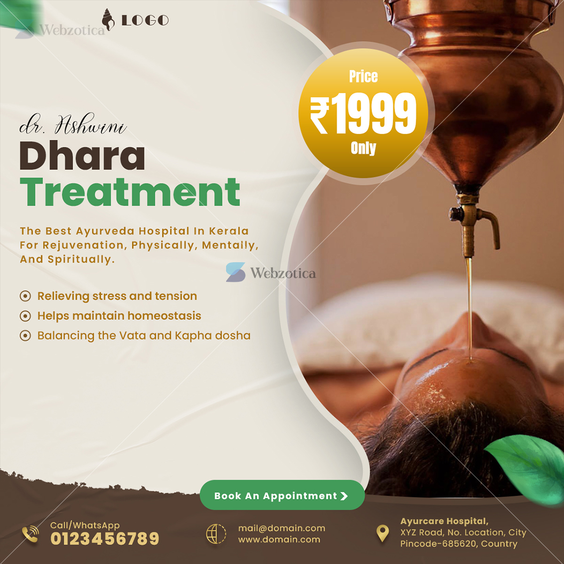 PSD ayurvedic panchakarma treatment poster template