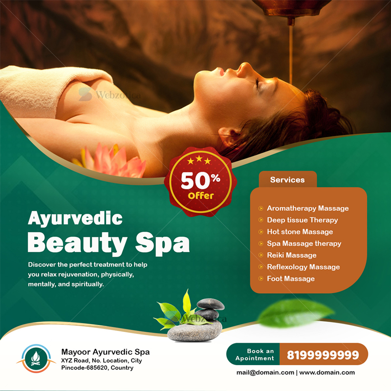 Ayurvedic beauty spa social media poster template