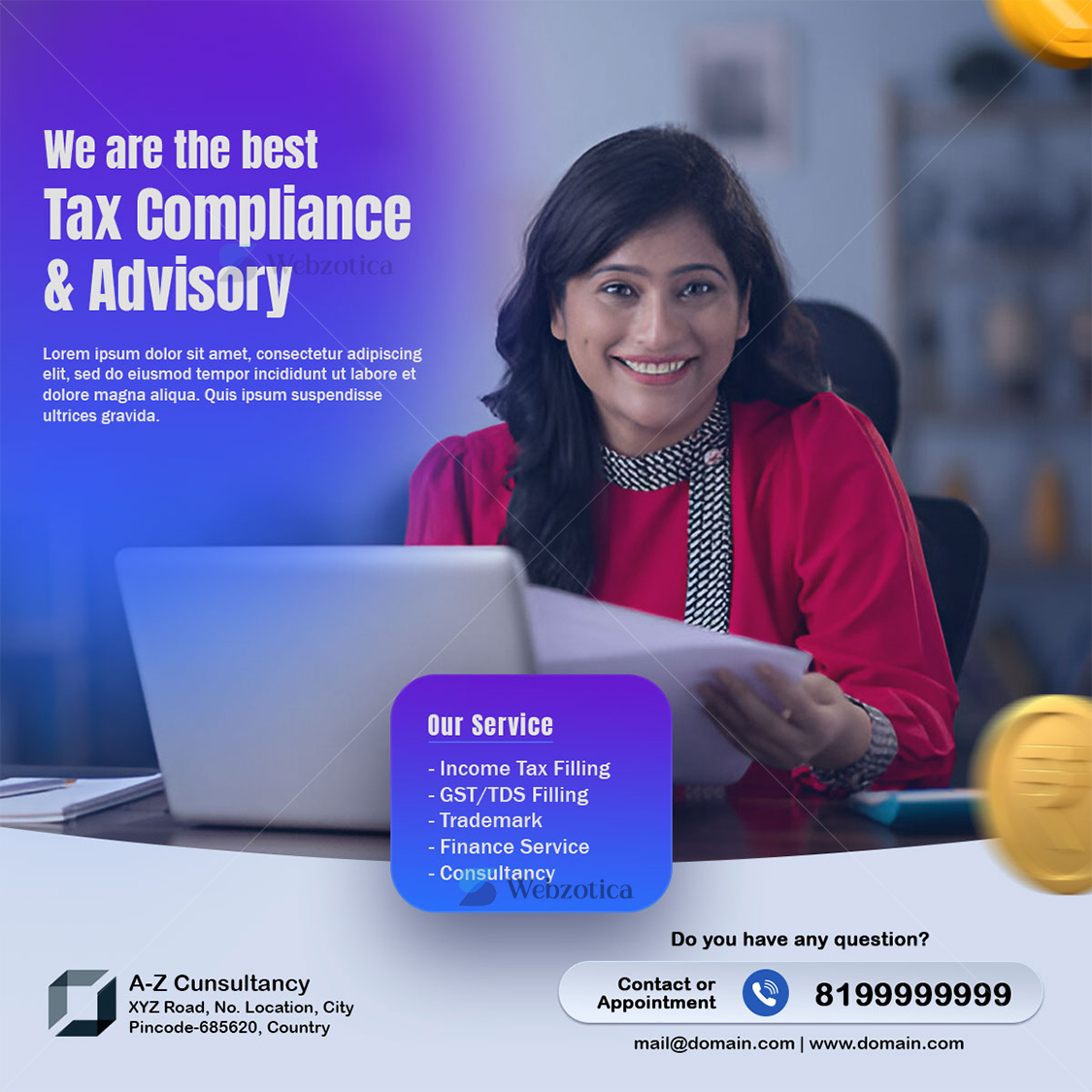Tax compliance and advisory social media poster