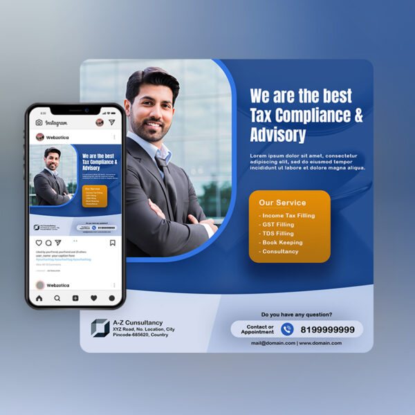 PSD tax service poster social media template