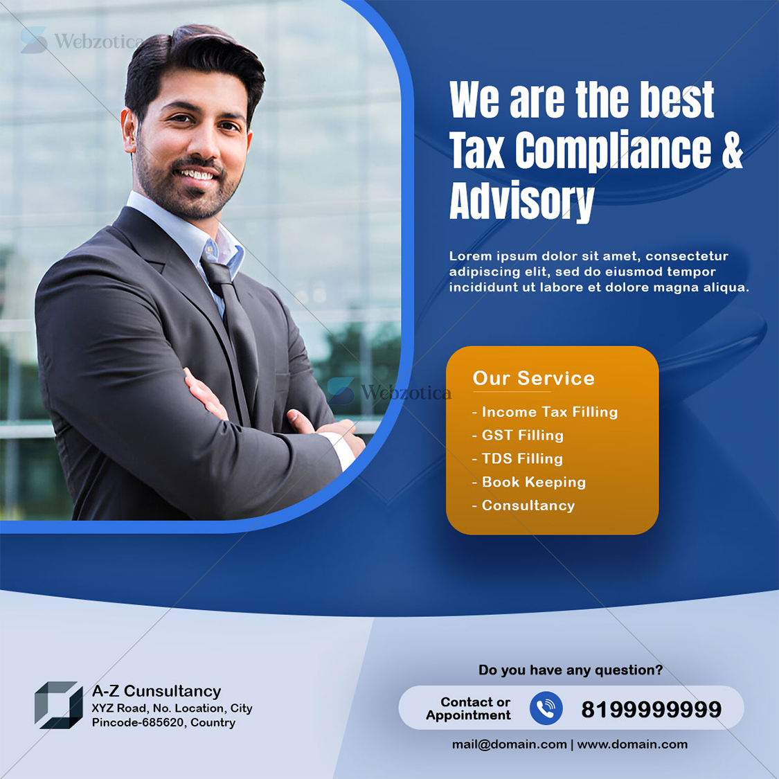 PSD tax service poster social media template