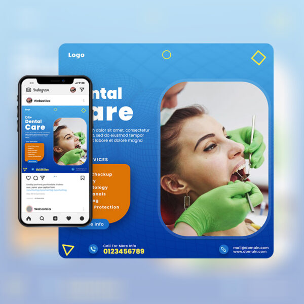 PSD dental care social media poster template