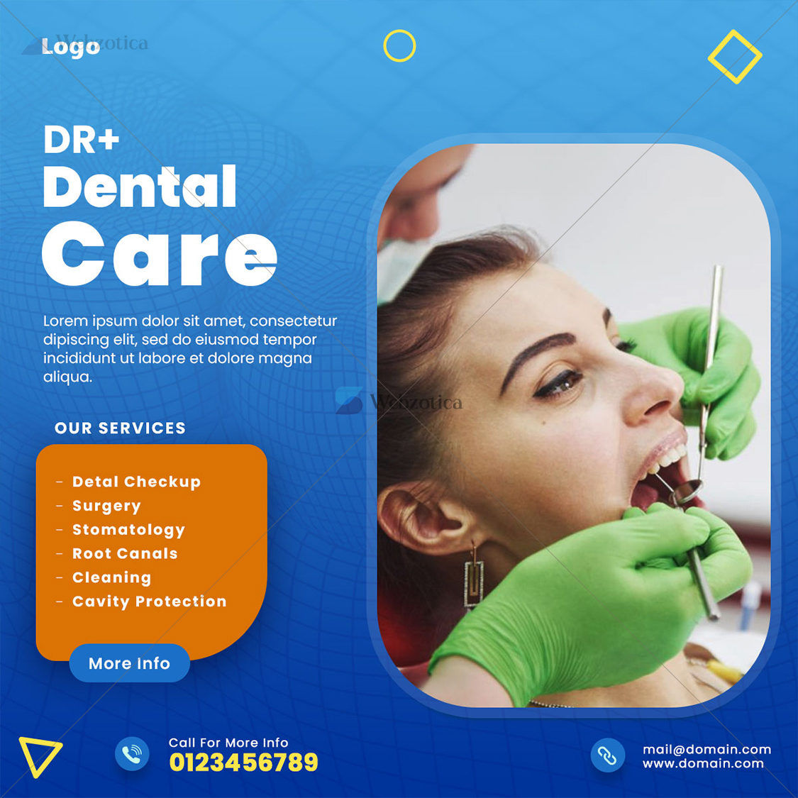 PSD dental care social media poster template