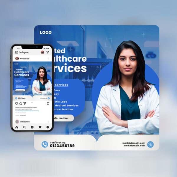 PSD healthcare social media poster template