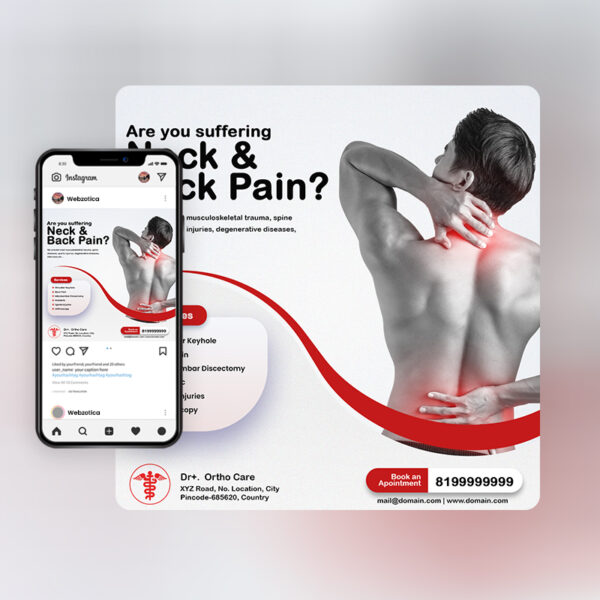 PSD back pain social media poster template