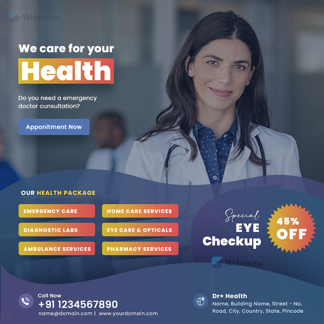 Medical healthcare service social media poster template