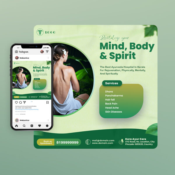 PSD ayurveda clinic poster template