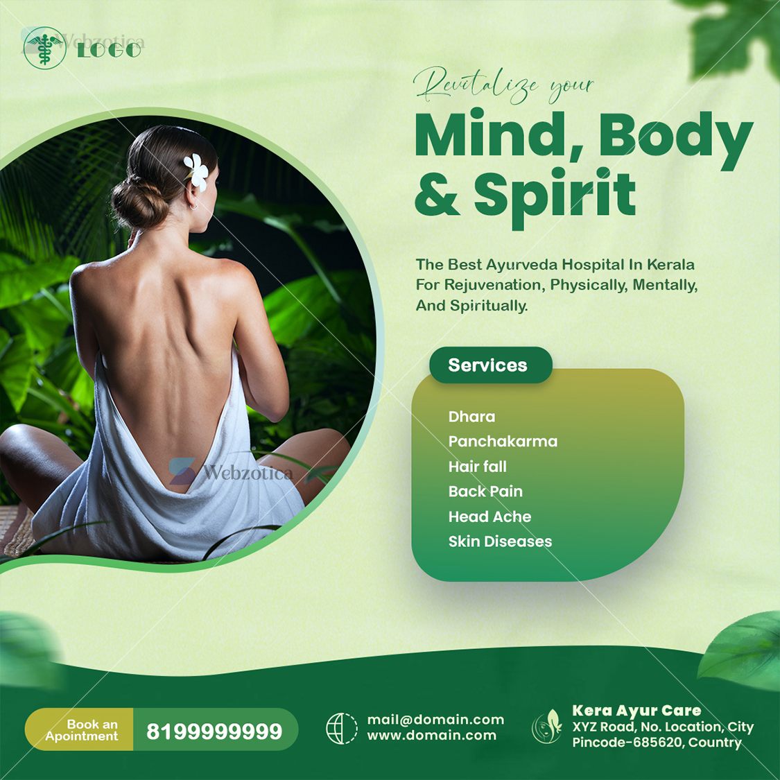 PSD ayurveda clinic poster template