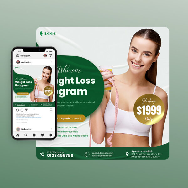 PSD weight loss social media poster template