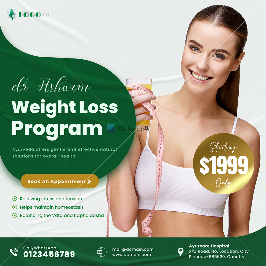 PSD weight loss social media poster template