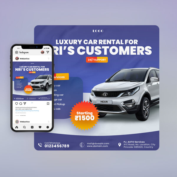 PSD luxury car rental services poster