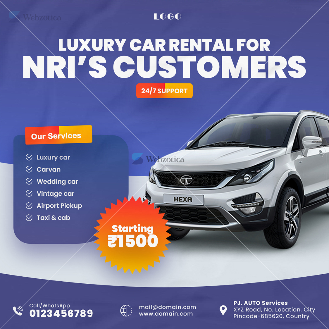 PSD luxury car rental services poster