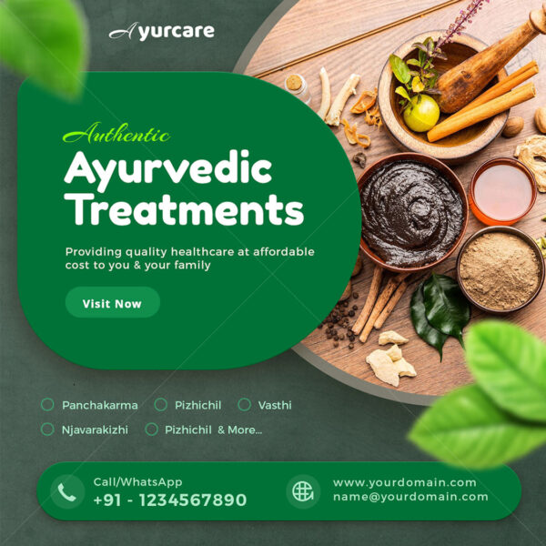 Ayurvedic beauty care social media poster template
