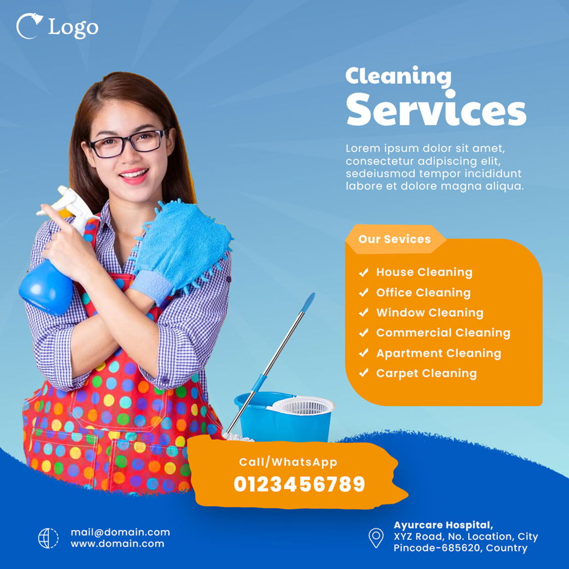 Free cleaning service poster template