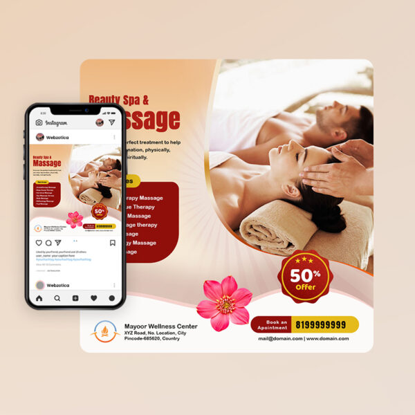 PSD beauty spa and massage poster template
